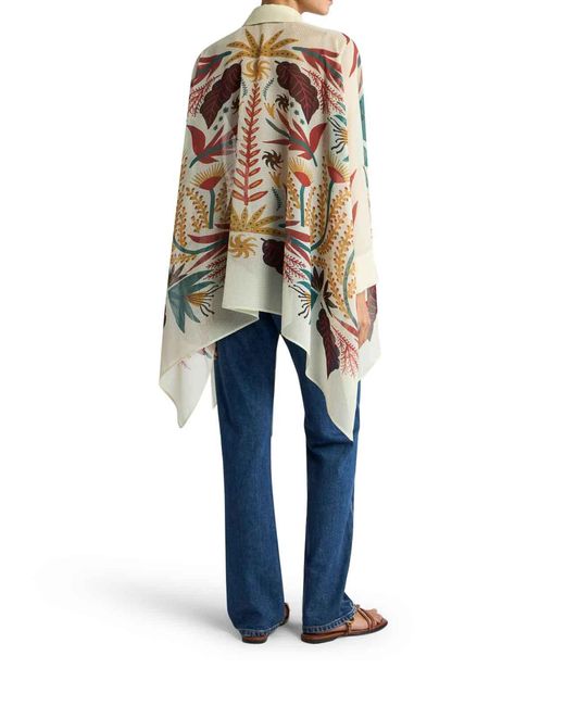Etro White Shirt With Handkerchief Hem And Placed Print