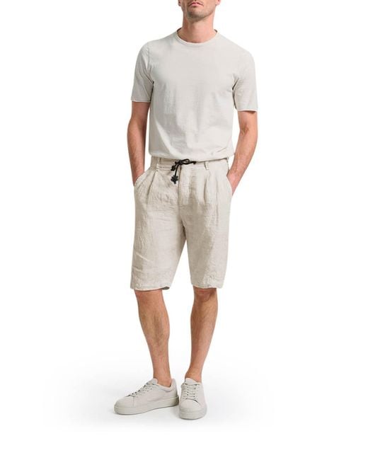 Transit White Linen Bermuda Shorts With Drawstring for men