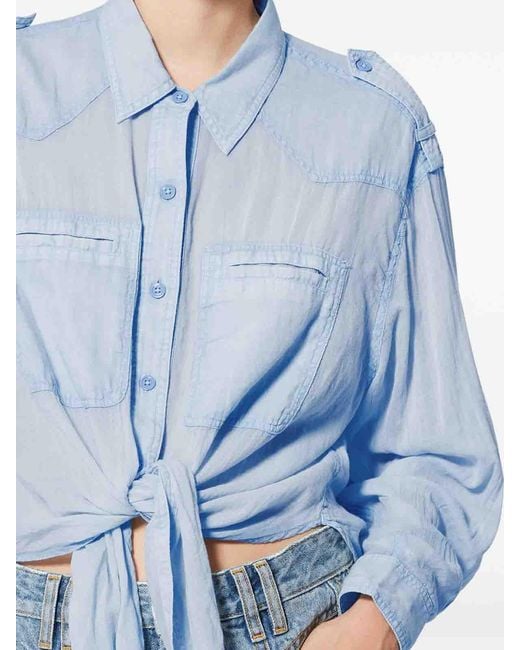 Isabel Marant Blue Shirt Crafted From Cotton With Bow