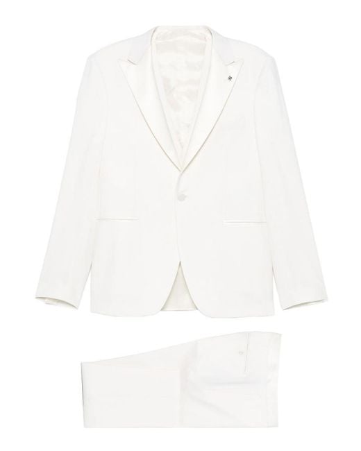 Tagliatore White Lightweight Linen Suit for men
