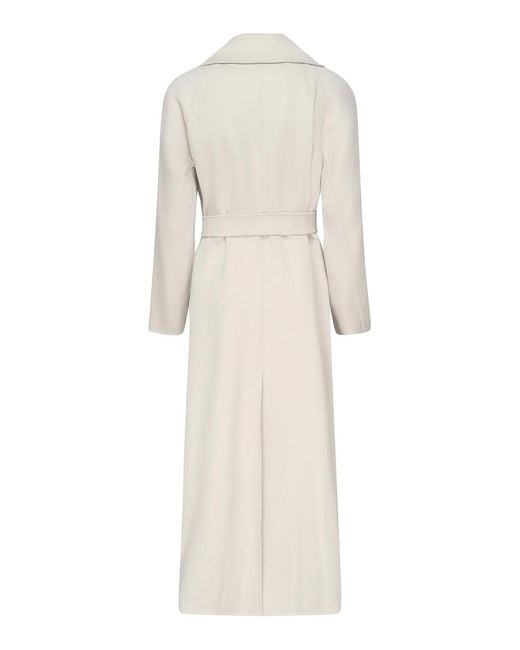 Max Mara White Long Wool Wrap Coat