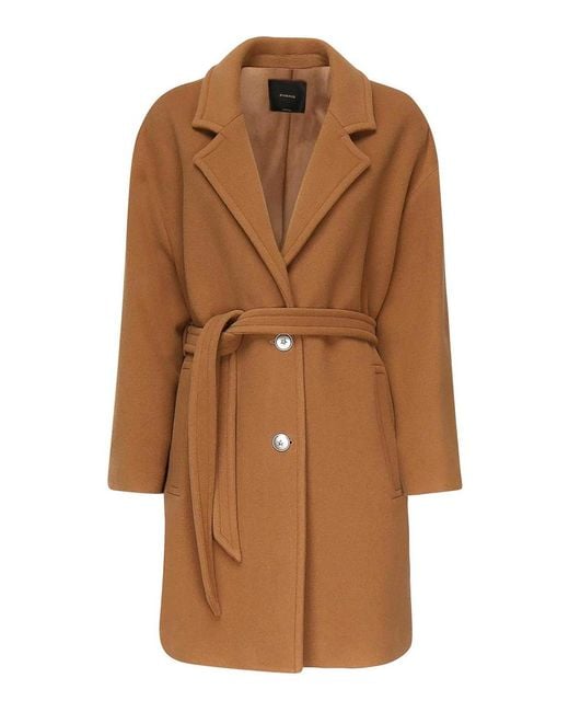 Pinko Brown Chipster Belted Lapel Coat