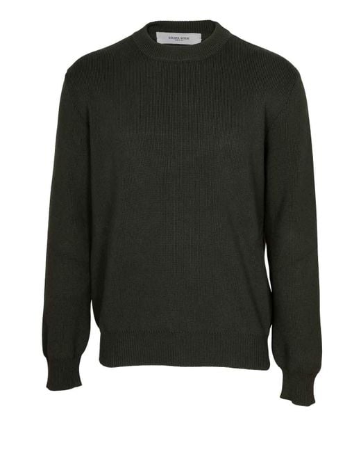 Golden Goose Deluxe Brand Green Cotton Sweater With Logo On The Back for men