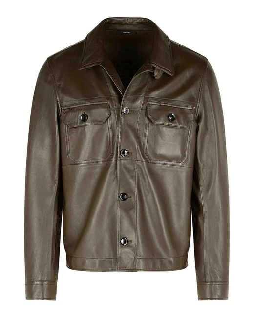 Tom Ford Brown Tobacco Leather Jacket for men