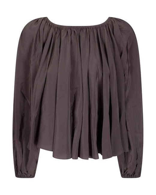 7 For All Mankind Brown Off Shoulders Blouse Silk