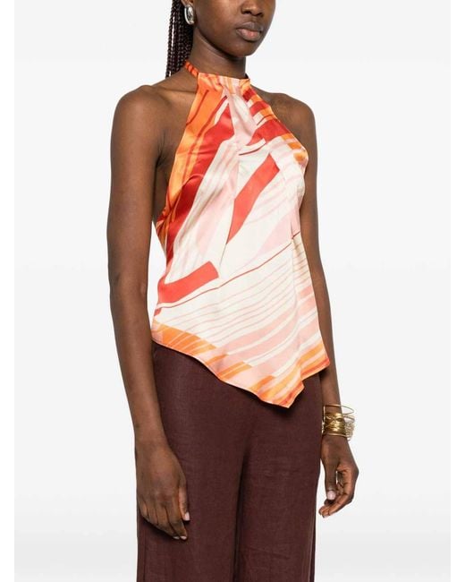 Raquel Diniz Pink Silk Scarf-Effect Top