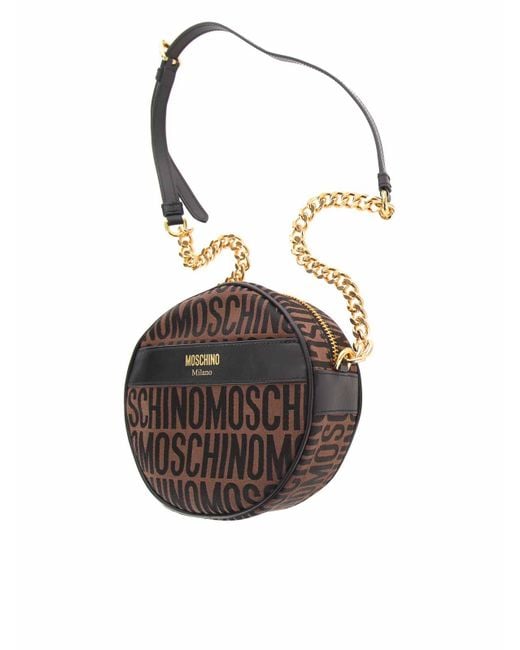 Moschino Brown Logo Round Bag
