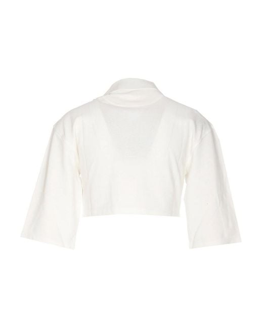 Palm Angels White Polo Crop Monogram