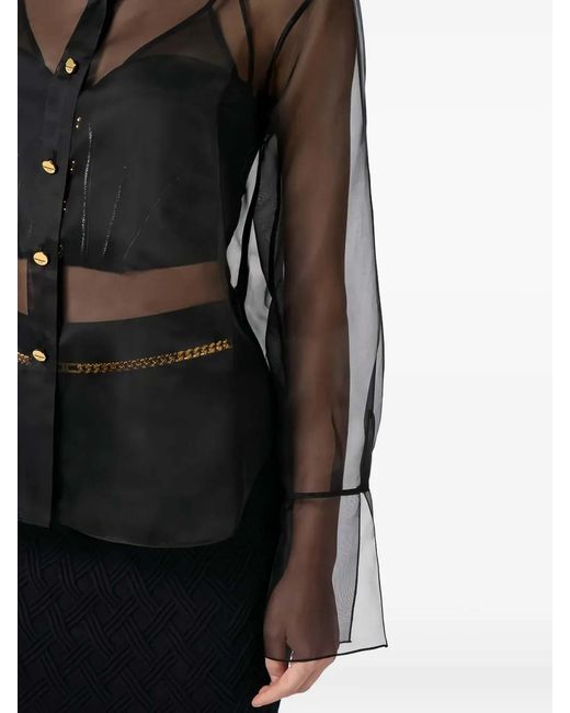 Elisabetta Franchi Gray Button Blouse