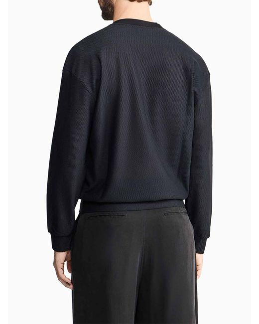 Giorgio Armani Blue Technical Waffle Sweatshirt for men