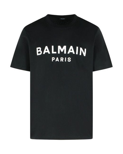 Balmain Black Cotton T-Shirt for men