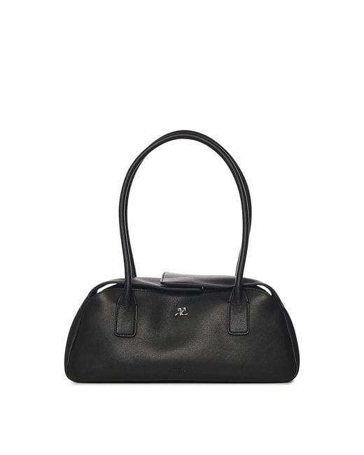Courreges Black Leather Strip Bag