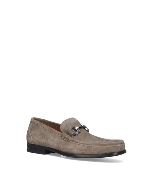 Ferragamo Gray Suede Loafers for men