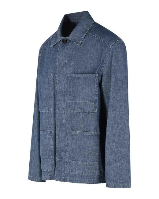 Jil Sander Blue Cotton Jacket for men