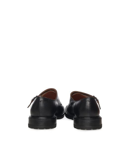 Alexander Hotto Black Leather Monk Strap Shoes for men