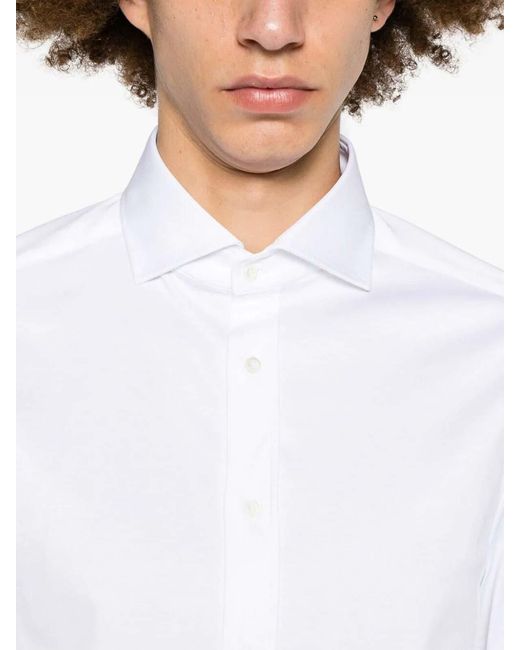 Brunello Cucinelli White Cotton Shirt for men