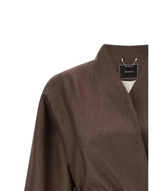 Kiton Brown Linen Blend Blazer