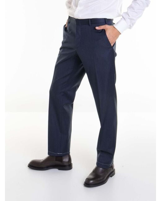 Brioni Blue Zip Back Pocket Pants for men