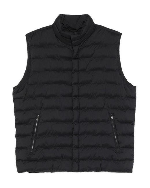 Herno Black Recycled Nylon Microfibre Padded Vest for men