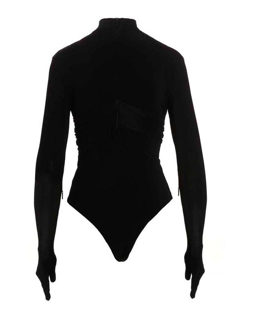 Ambush Black Heart Shaped Gloves Bodysuit