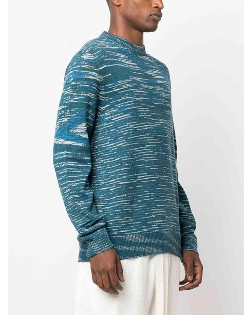 Missoni Blue Intarsia-Knit Cashmere Jumper, Striped for men