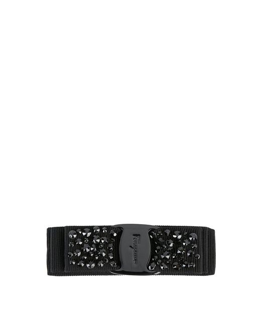 Ferragamo White Swarovski Embellished Hair Clip