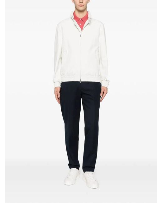 Brunello Cucinelli White Bomber Jacket for men