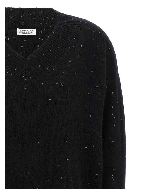Brunello Cucinelli Black Sequin Sweater
