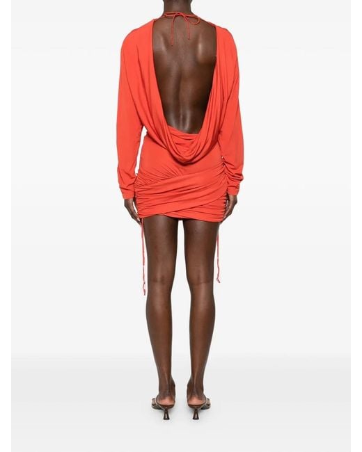 Christopher Esber Red Luna Draped Jersey Mini Dress