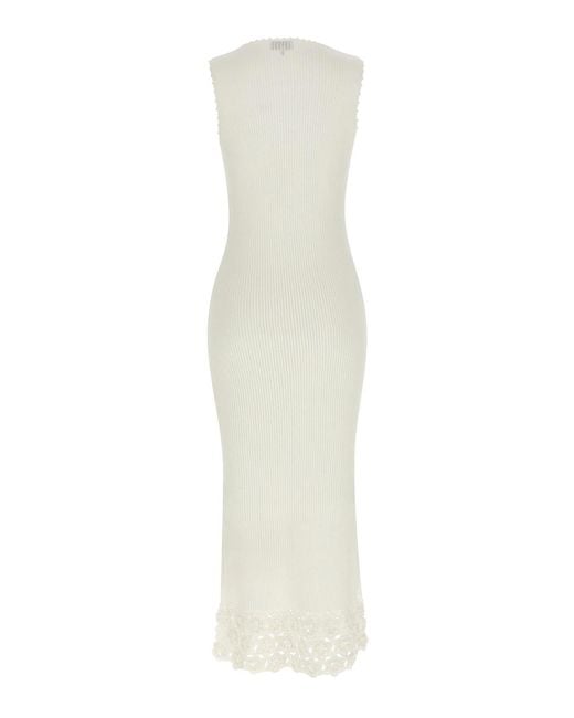 Ganni White Organic Cotton Long Dress