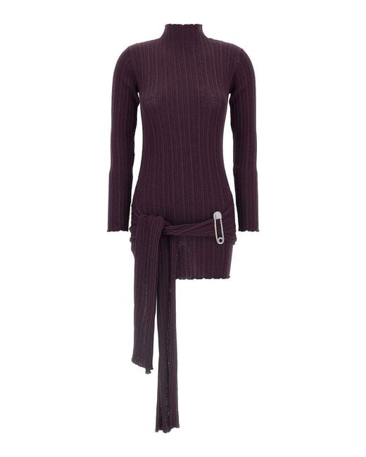 GIUSEPPE DI MORABITO Purple Jewel Brooch Dress