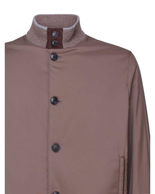 Fedeli Brown Technical Fabric Jacket for men