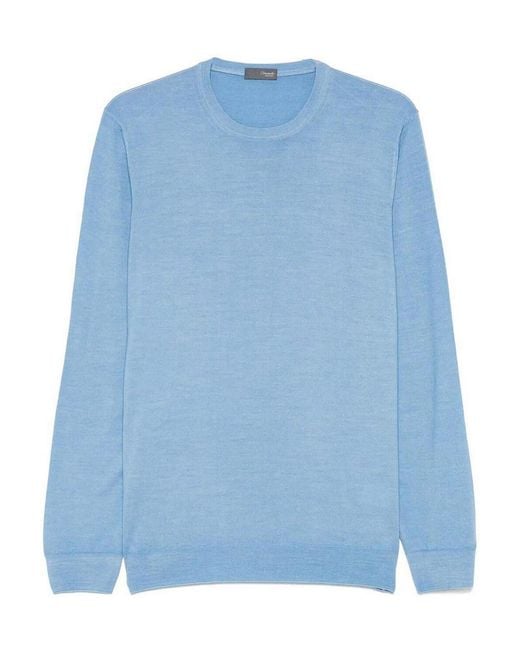 Drumohr Blue Long Sleeve Crew-Neck Sweater for men