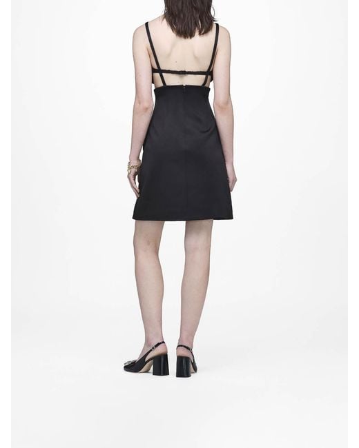 Marc Jacobs Black Satin Daisy Applique Dress