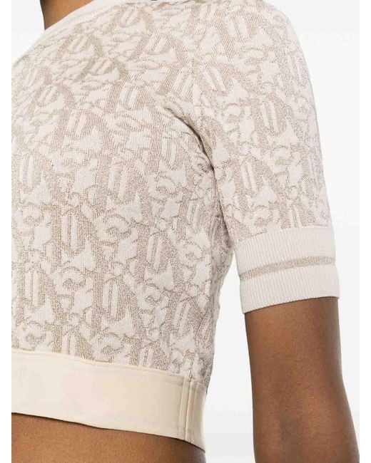 Palm Angels White Monogram-Jacquard T-Shirt