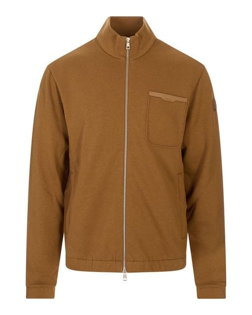 Moncler Brown Open Sweatshirt With Hood for men