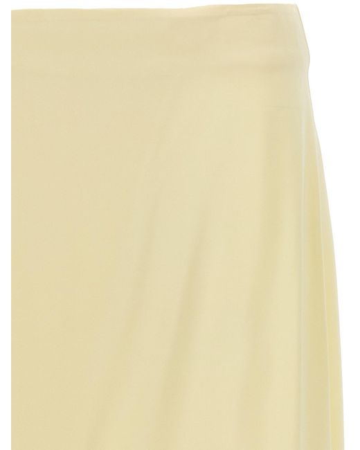Jil Sander Yellow Satin Skirt With Side Slit