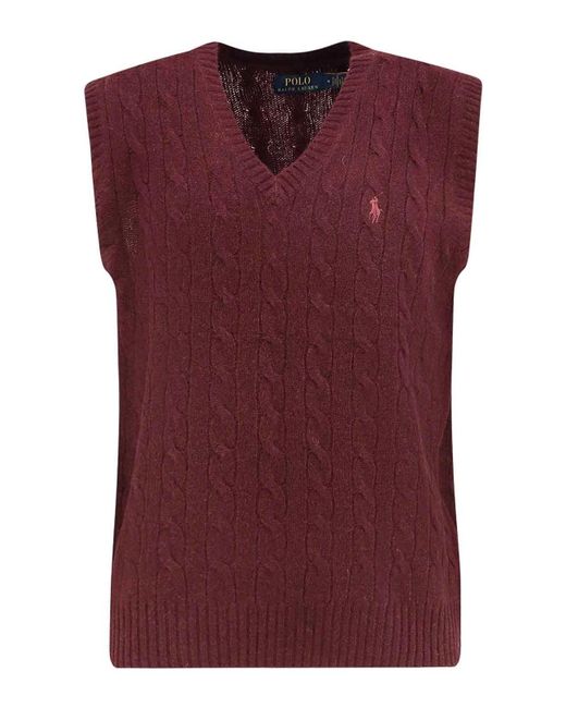 Polo Ralph Lauren Purple Wool And Cashmere Braid Vests for men