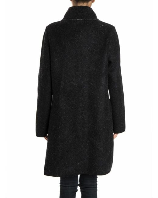 Fuzzi Black Wool Blend Coat