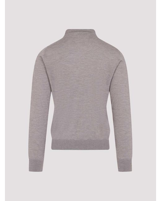 Brioni Gray Long Sleeves Polo for men