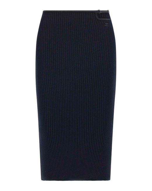 Courreges Blue Loop Rib Knit Skirt
