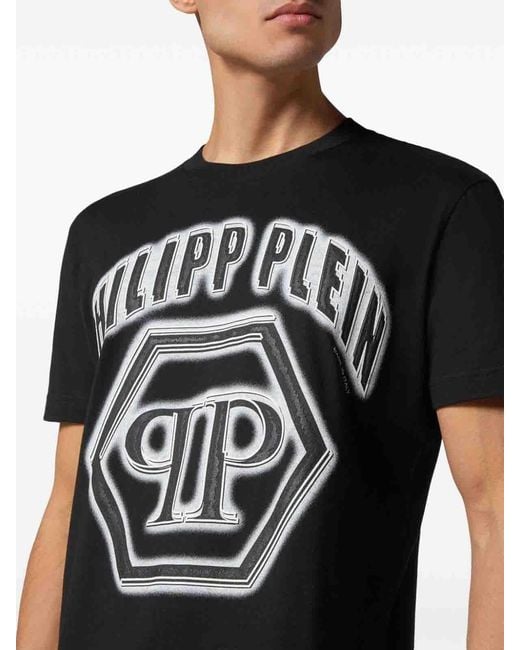 Philipp Plein Black Logo-Print Cotton T-Shirt For for men