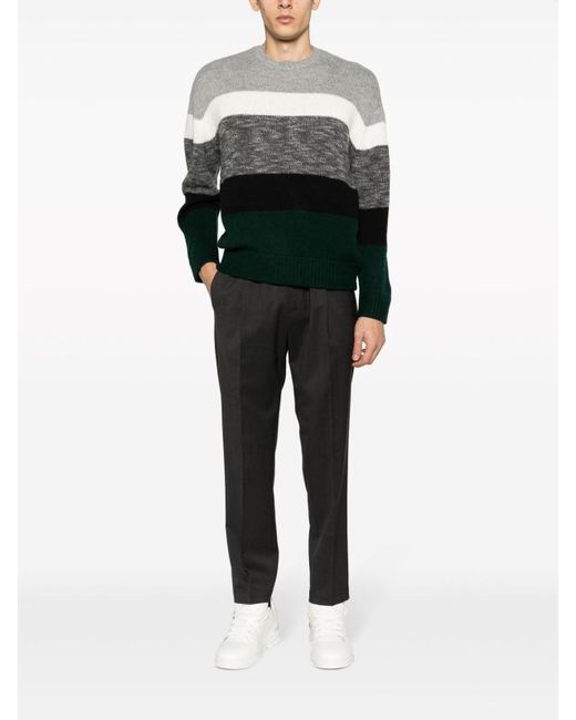 Emporio Armani Gray Striped Wool Jumper for men