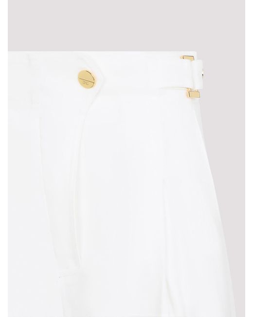 Elisabetta Franchi White Linen Pants