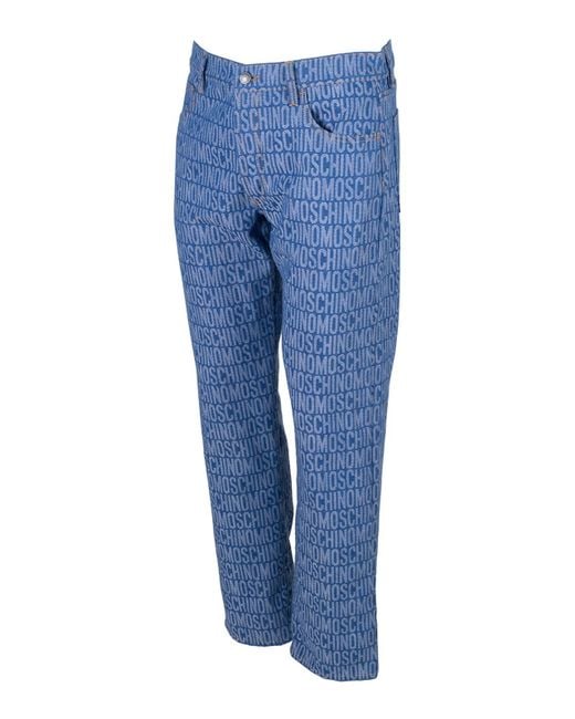 Moschino Blue Logo Denim Trouser for men