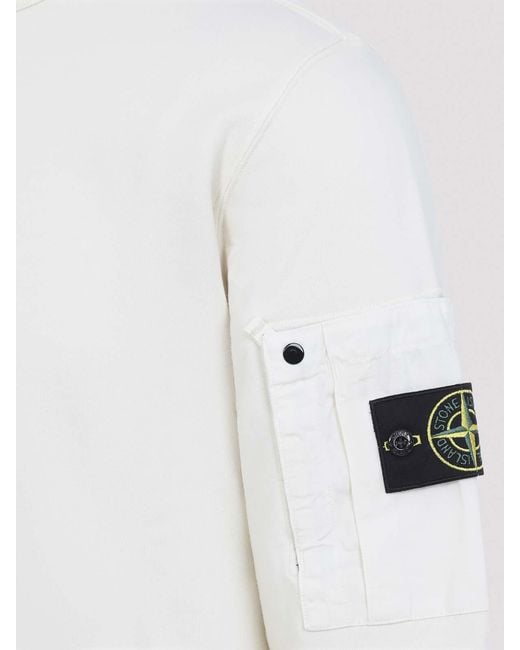 Stone Island White Cotton Sweatshirt for men
