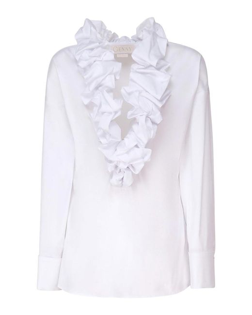 Genny White Blouse With Ruffles