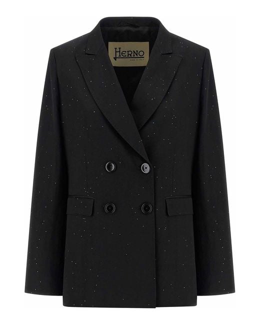 Herno Black Micro Sequin Blazer
