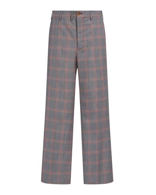 Marni Gray Checked Wool Blend Trousers for men