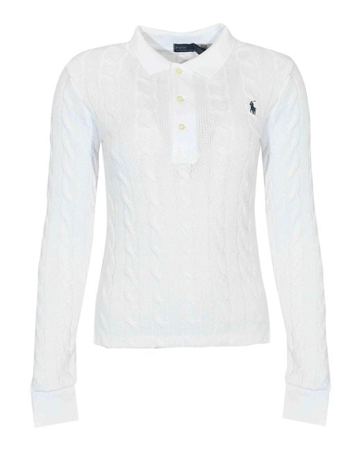 Polo Ralph Lauren White Cable-Knit Polo Shirt